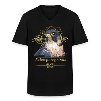 peregrine falcon - Men's V-Neck T-Shirt - black - Front - AI Model Male 178 dark (178cm)