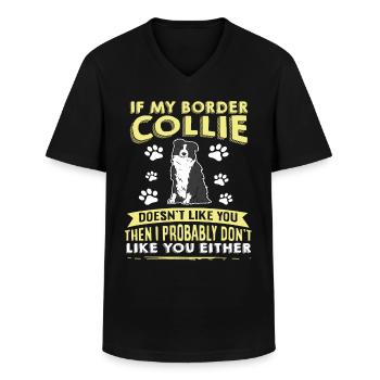 Dog Saying Border Collie Design Dog Lovers - Men's V-Neck T-Shirt - black - Front - AI Model Male 178 dark (178cm)