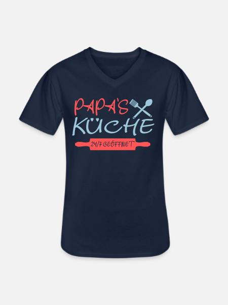Papas Küche 24h - Männer-T-Shirt mit V-Ausschnitt - Navy
