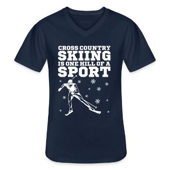 Langläufer Biathlon Skilangläufer - Männer-T-Shirt mit V-Ausschnitt - Navy - Vorne - AI Model Male 178 dark (178cm)