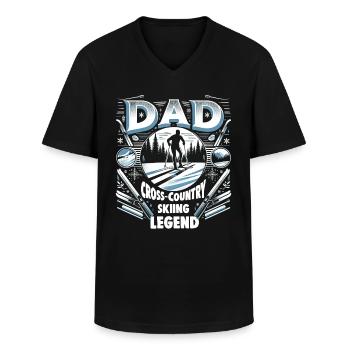 Fête des pères PAPA la légende du ski de fond Papa - T-shirt col V Homme - noir - Devant - AI Model Male 178 dark (178cm)