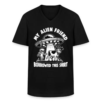 SciFi et extraterrestres extraterrestres et fan d’ovnis - T-shirt col V Homme - noir - Devant - AI Model Male 178 dark (178cm)