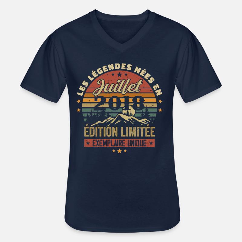 Juli 2018 Jahrgangs-Jubiläum 2018 Juli - Männer-T-Shirt mit V-Ausschnitt - Navy