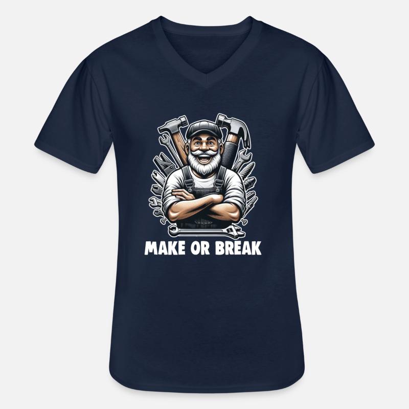 Handwerker Papa Make Or Break DIY Heimwerker - Männer-T-Shirt mit V-Ausschnitt - Navy