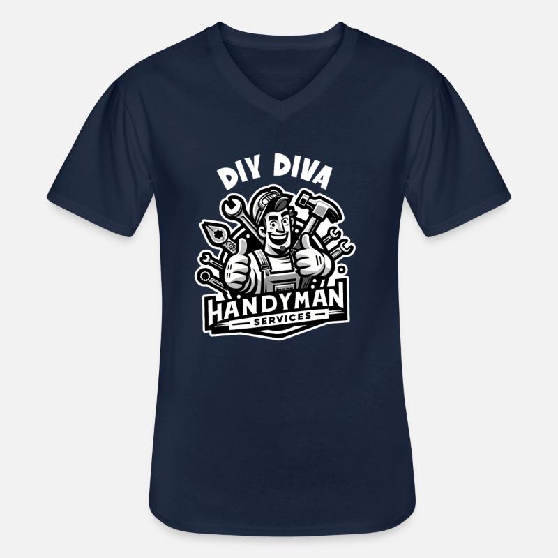 Handwerker Papa DIY Diva Heimwerker - Männer-T-Shirt mit V-Ausschnitt - Navy