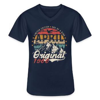 April 1966 | Geburtstag April 1966 - Männer-T-Shirt mit V-Ausschnitt - Navy - Vorne - AI Model Male 178 dark (178cm)