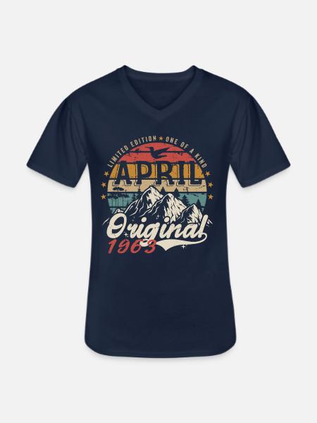 April 1963 | Birthday April 1963 - Men's V-Neck T-Shirt - navy