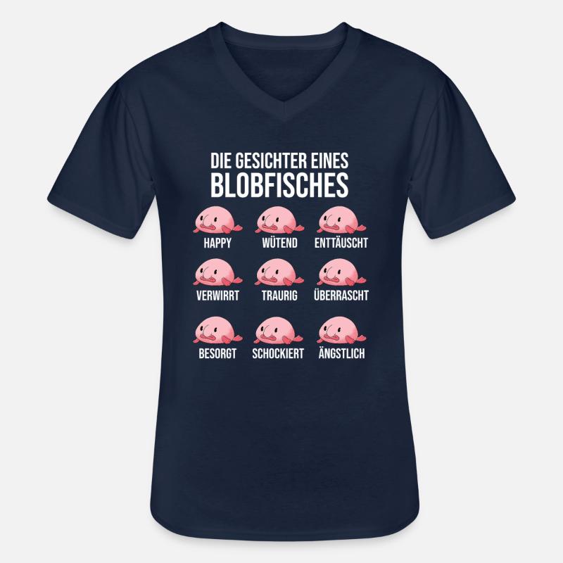 Blobfisch Spruch - Männer-T-Shirt mit V-Ausschnitt - Navy