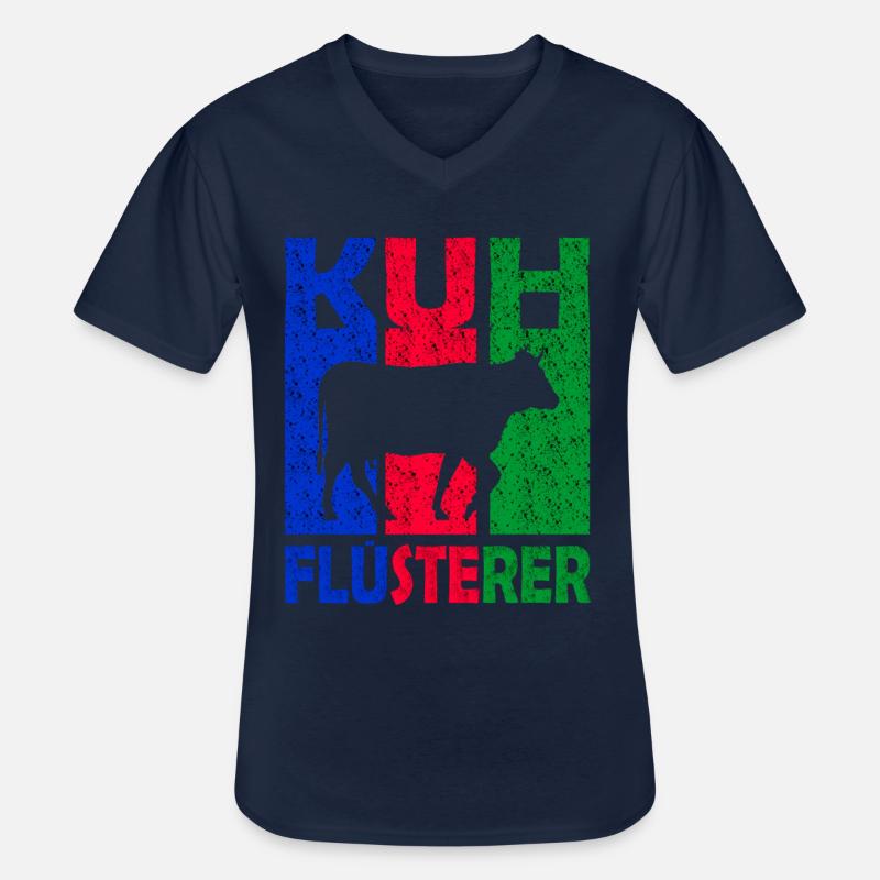 Kuh Flüsterer Retro Geschenk - Männer-T-Shirt mit V-Ausschnitt - Navy
