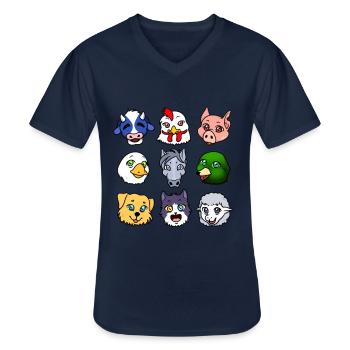 Animaux de la ferme - T-shirt col V Homme - marine - Devant - AI Model Male 178 dark (178cm)