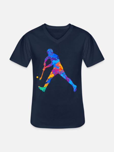 Hockey - Männer-T-Shirt mit V-Ausschnitt - Navy