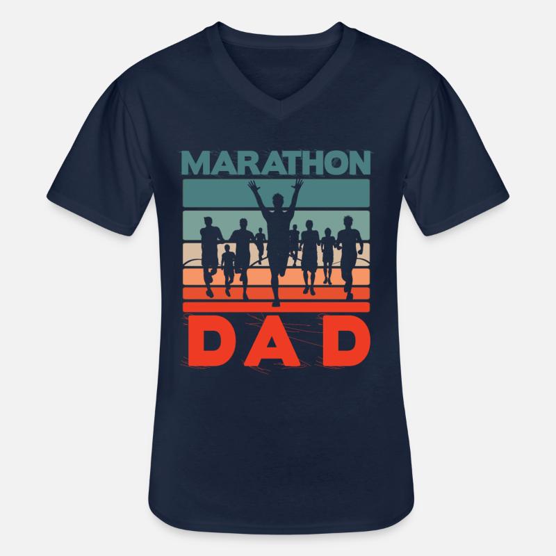 Marathon Dad - Männer-T-Shirt mit V-Ausschnitt - Navy