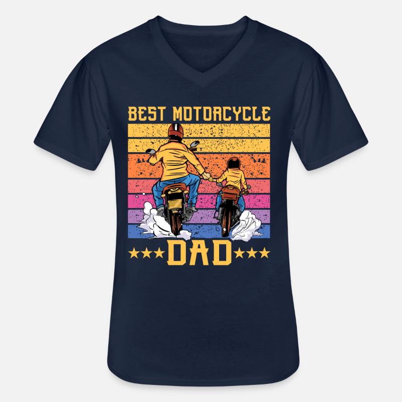 Miglior papà motociclista - Maglietta da uomo classica con scollo a V - navy