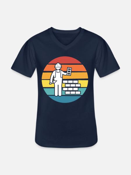 Maurer Retro - Männer-T-Shirt mit V-Ausschnitt - Navy