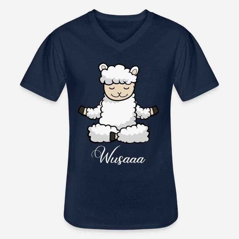 Auszeit Durchatmen Wusaaa schaaf - Männer-T-Shirt mit V-Ausschnitt - Navy