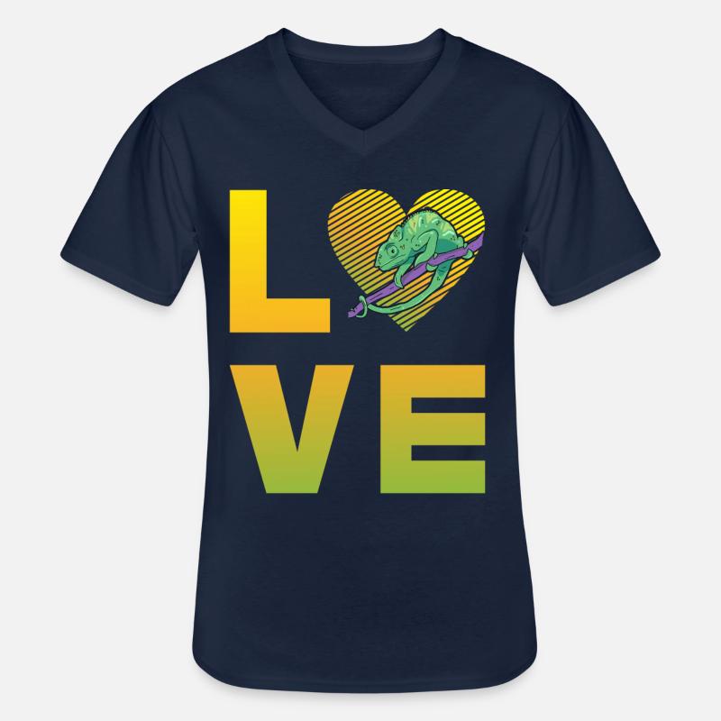 Chamäleon Love - Männer-T-Shirt mit V-Ausschnitt - Navy