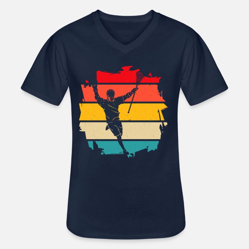 Lacrosse Retro - Männer-T-Shirt mit V-Ausschnitt - Navy