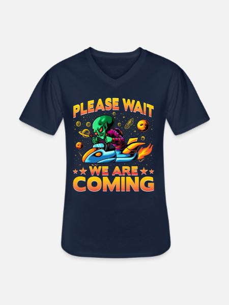 Please wait we are coming - Men's V-Neck T-Shirt - navy