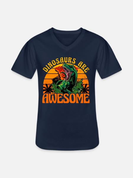 Dinosaurs are awesome - Männer-T-Shirt mit V-Ausschnitt - Navy