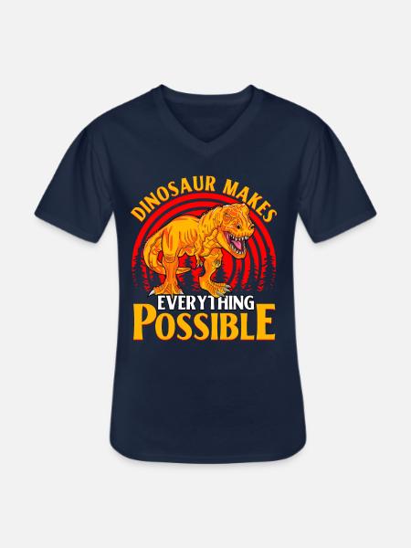 Dinosaur makes everything possible - Men's V-Neck T-Shirt - navy