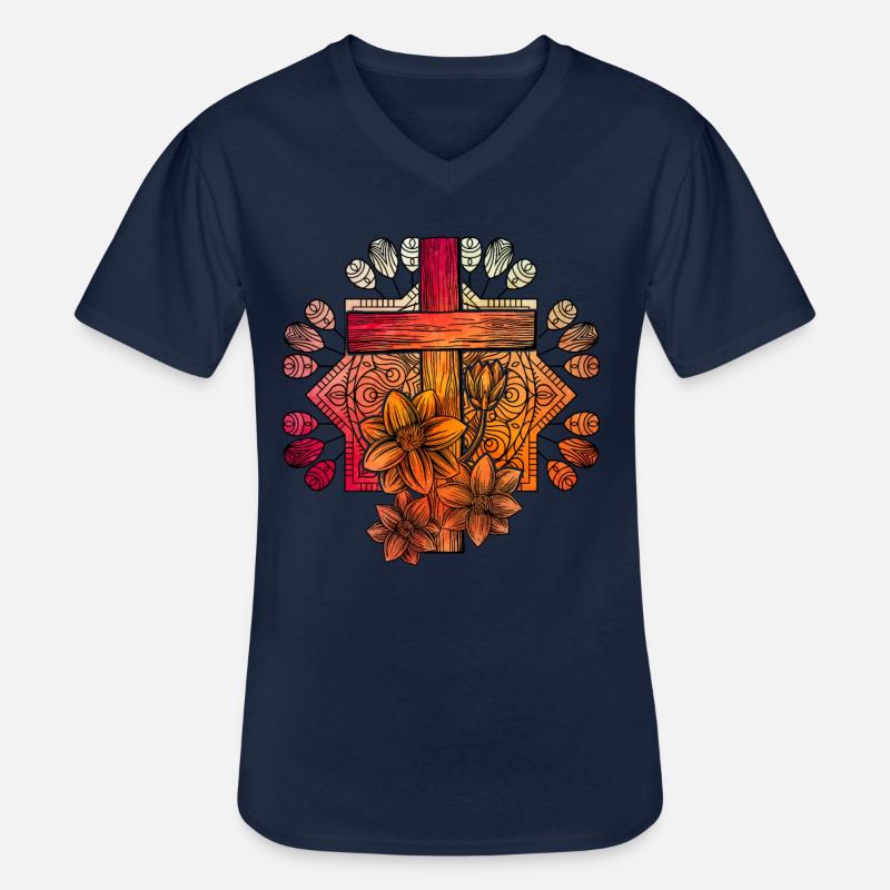 Christentum Kreuz - Männer-T-Shirt mit V-Ausschnitt - Navy