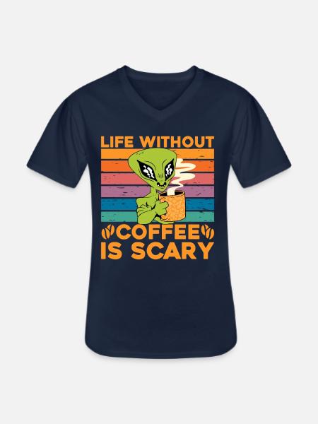 Life without Coffee is scary - Men's V-Neck T-Shirt - navy