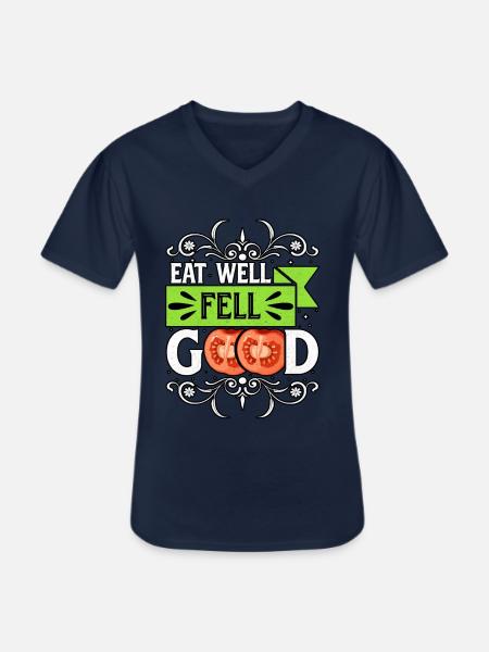 Eat well fell good - Men's V-Neck T-Shirt - navy