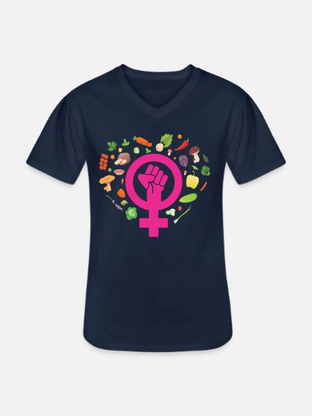 Feminist Vegan Pink - Men's V-Neck T-Shirt - navy