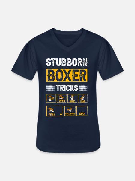 Stubborn Boxer Tricks - Men's V-Neck T-Shirt - navy