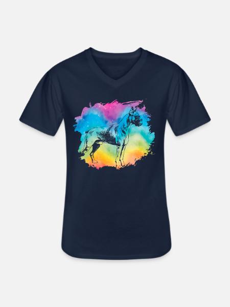 Boxer Retro - Männer-T-Shirt mit V-Ausschnitt - Navy