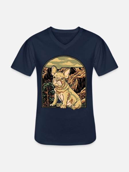 French Bulldog - Men's V-Neck T-Shirt - navy