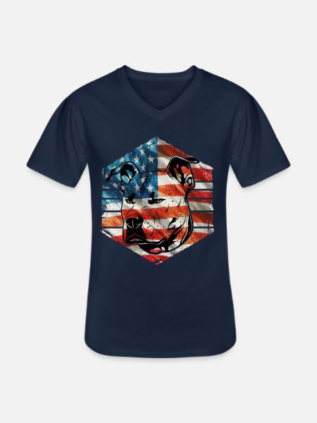 Pitbull USA - Men's V-Neck T-Shirt - navy
