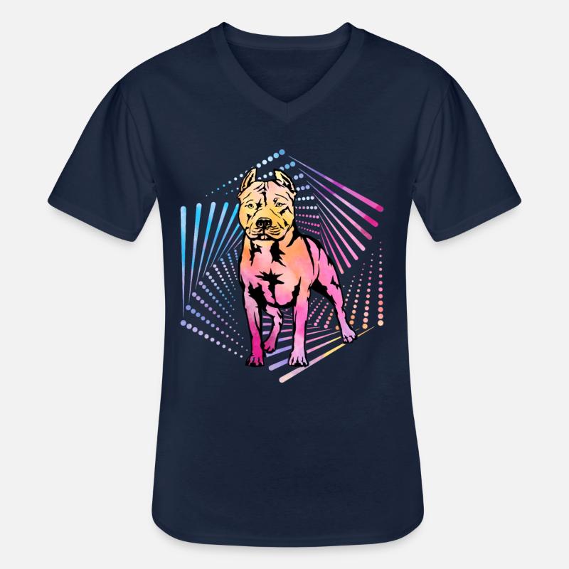 Pitbull Retro - Männer-T-Shirt mit V-Ausschnitt - Navy