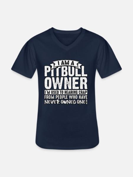 I am a pitbull owner - Men's V-Neck T-Shirt - navy