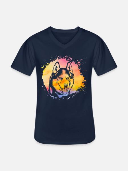 Husky Dog - Men's V-Neck T-Shirt - navy