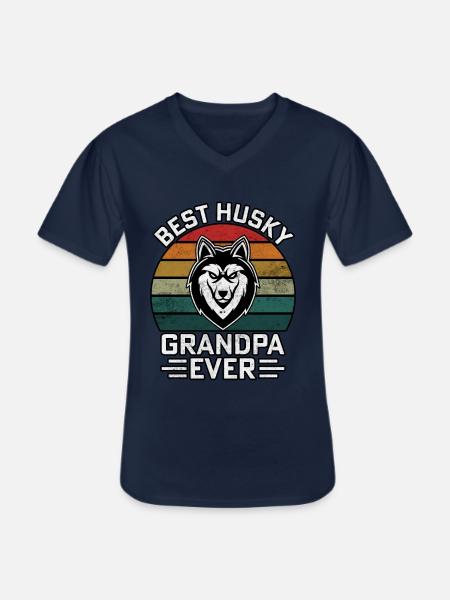 Best husky grandpa ever - Men's V-Neck T-Shirt - navy