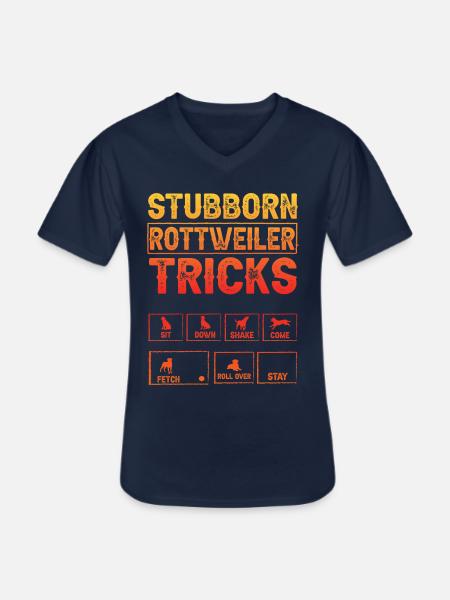 Stubborn Rottweiler Tricks - Men's V-Neck T-Shirt - navy