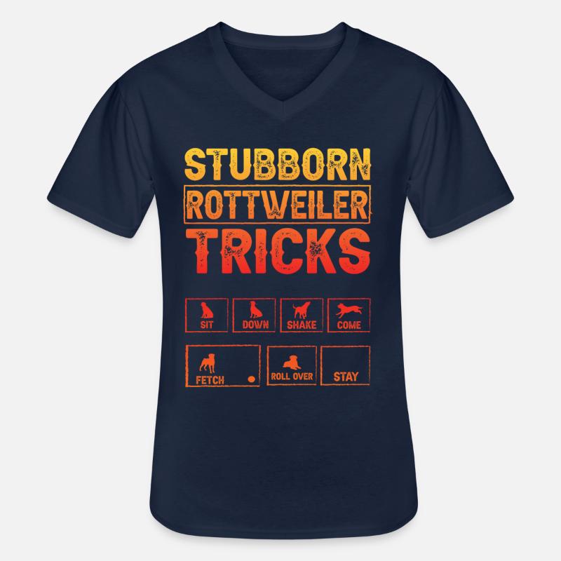 Stubborn Rottweiler Tricks - Männer-T-Shirt mit V-Ausschnitt - Navy