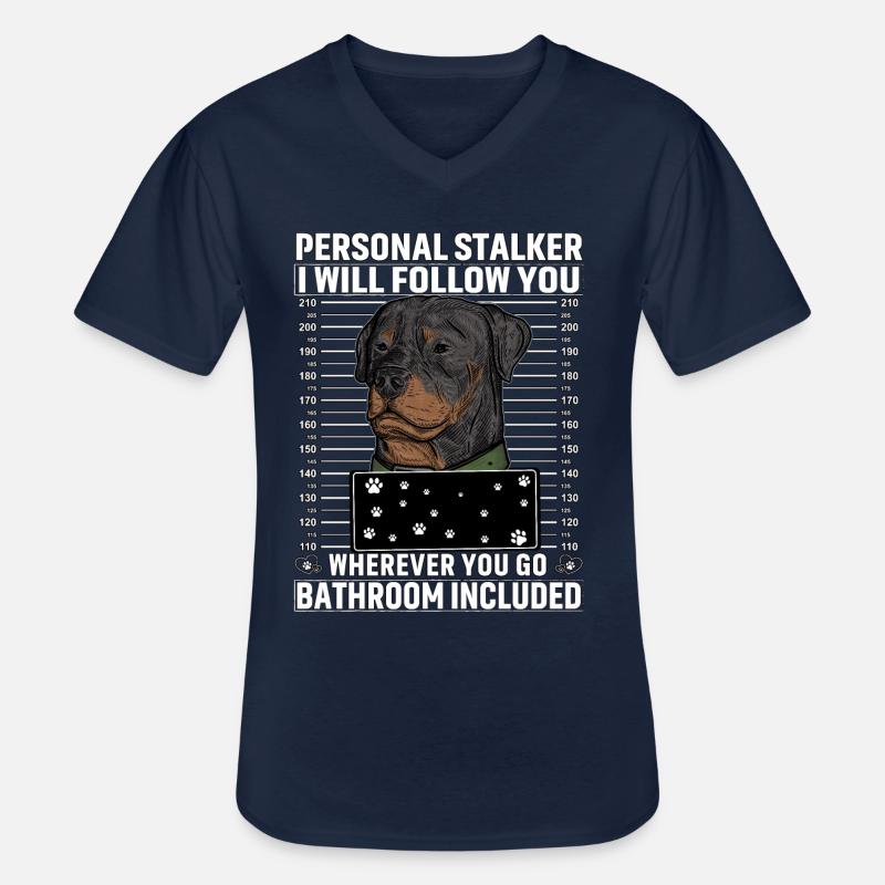 Rottweiler Stalker Lustiger Spruch - Männer-T-Shirt mit V-Ausschnitt - Navy