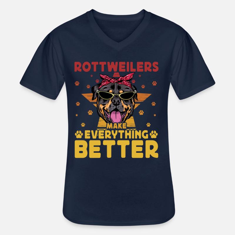 Rottweilers make everything better - Männer-T-Shirt mit V-Ausschnitt - Navy