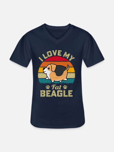 J’aime mon gros Beagle - T-shirt col V Homme - marine