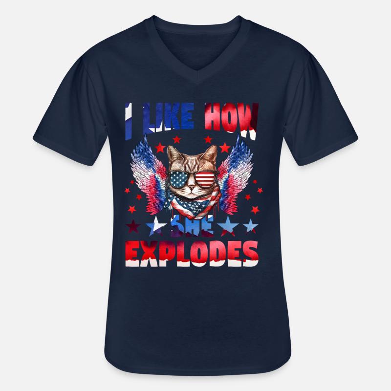 I like how she explodes - Men's V-Neck T-Shirt - navy