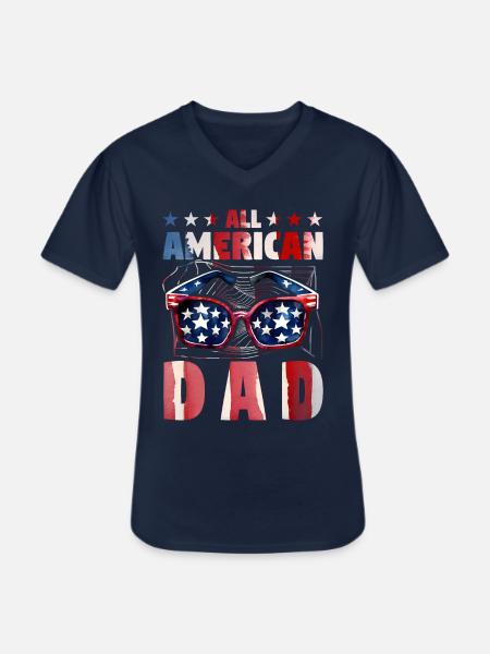 All American Dad - Men's V-Neck T-Shirt - navy