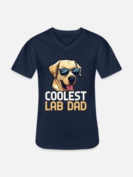 COOLEST LAB DAD - Men's V-Neck T-Shirt - navy