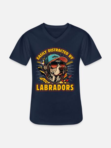 Easily distracted by Labradors - Men's V-Neck T-Shirt - navy