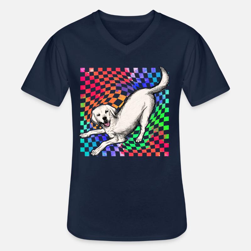 Labrador Retro - Männer-T-Shirt mit V-Ausschnitt - Navy