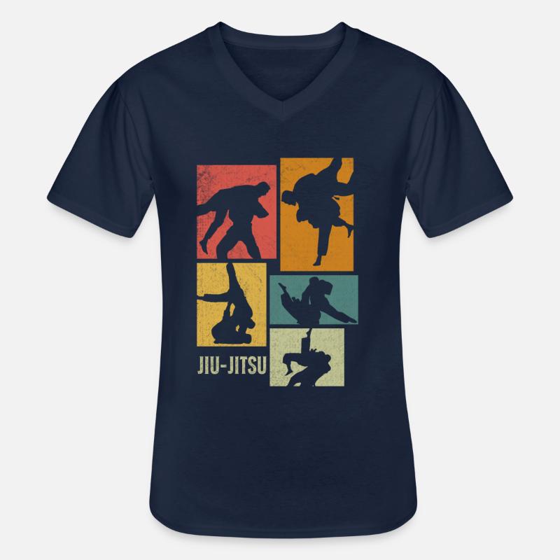 Brazilian Jiu-Jitsu Retro - Männer-T-Shirt mit V-Ausschnitt - Navy