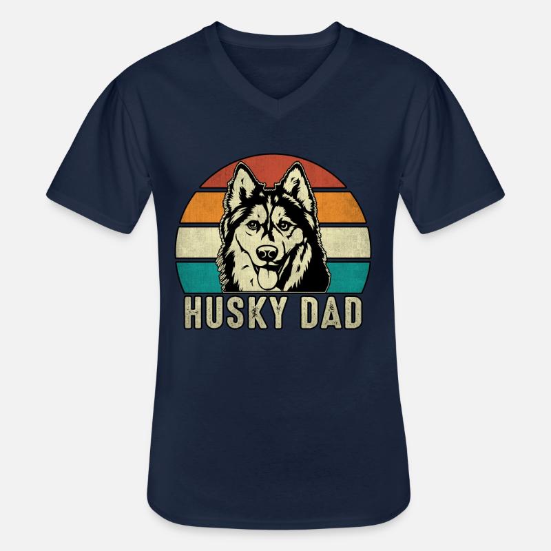 Husky Dad - Männer-T-Shirt mit V-Ausschnitt - Navy