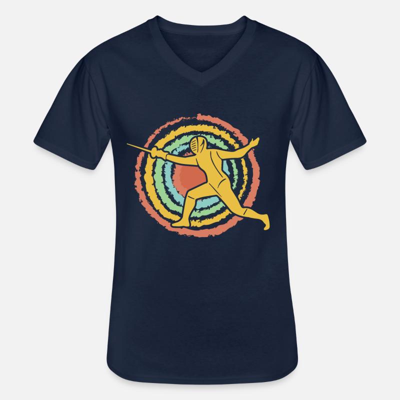 Fechten Retro - Männer-T-Shirt mit V-Ausschnitt - Navy