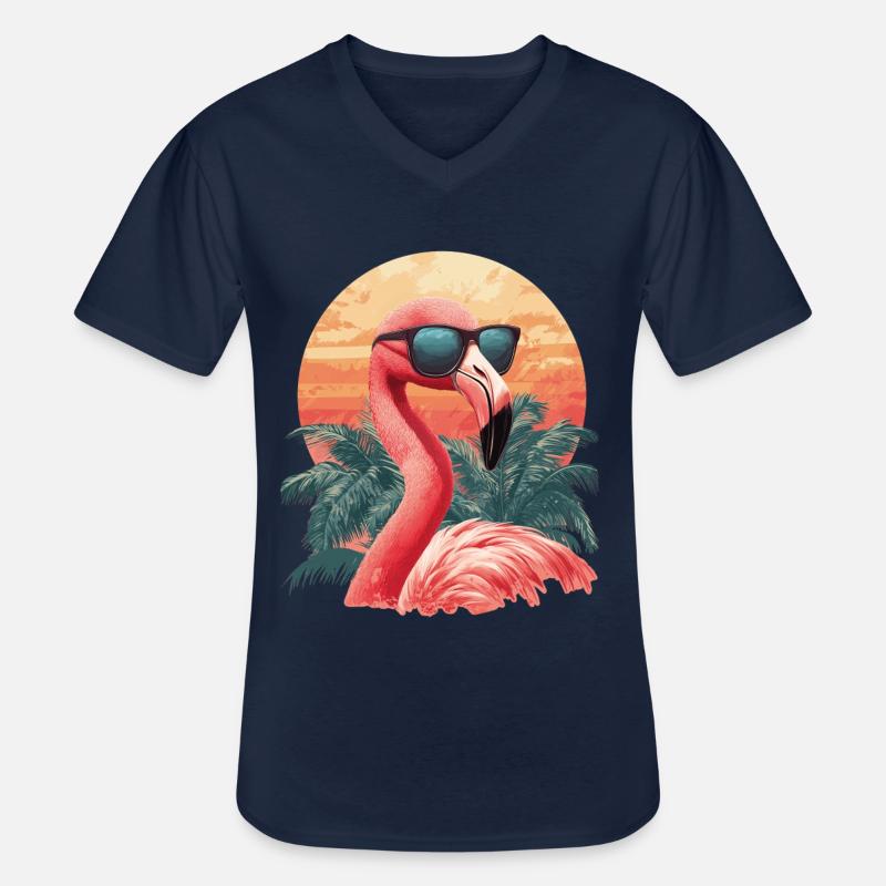 Flamingo - Männer-T-Shirt mit V-Ausschnitt - Navy